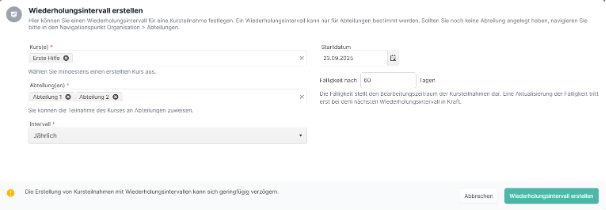 Wiederholungsintervalle Aktionen
